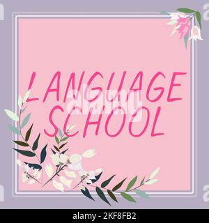 Scuola di lingua per sottotitoli concettuali. Panoramica aziendale istituzione educativa incentrata sulle lingue straniere Foto Stock