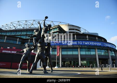 Londra, Regno Unito. 11th Nov 2022. General view Rugby : la squadra giapponese di addestramento del capitano di corsa prima della loro partita di prova contro l'Inghilterra allo stadio di Twickenham a Londra, Inghilterra . Credit: Itaru Chiba/AFLO/Alamy Live News Foto Stock