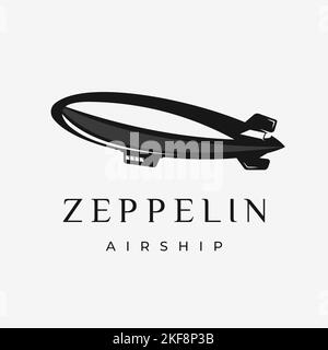 Design Vintage Zeppelin Airplane, illustrazione vettoriale zeppelin, simbolo, modello Illustrazione Vettoriale