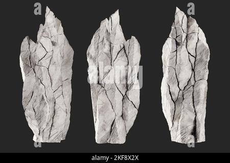 Pietra roccia, trama di pietra rotta 3D render. Foto Stock