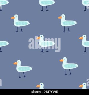 Modello senza cuciture con animali artici e antartici. Piatto vettoriale colorato per bambini. Disegno a mano. Disegno bambino per tessuto, stampa, involucro, tessuto Illustrazione Vettoriale