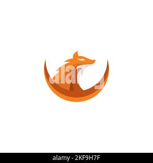 Logo Fox Moon Vector. Fox Illustrazione. Icona Fox Illustrazione Vettoriale