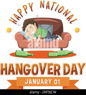 Happy National Hangover Day illustrazione Illustrazione Vettoriale