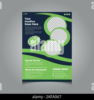 I modelli di disegno dell'opuscolo dell'alimento sono moderni con i vettori colorati di formato A4. eps10. Illustrazione Vettoriale