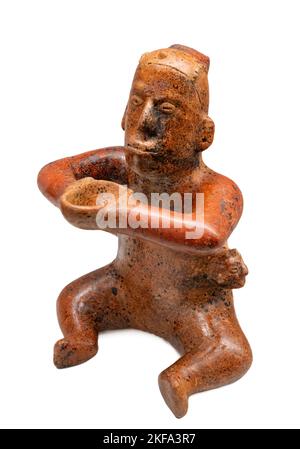 Figura antropomorfa. Queste figure di ceramica usate come beni di tomba hanno rappresentato i caratteri in atteggiamenti differenti ed hanno accompagnato il defunto alla loro t Foto Stock