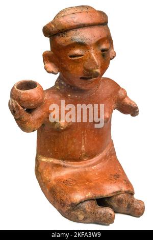 Antropomorfo, figura di ceramica femminile della cultura Nayarit del Messico occidentale, tra il 200 a.C. e il 500 d.C. Foto Stock