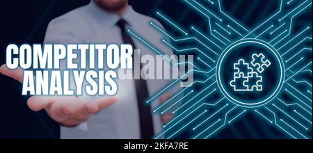 Visualizzazione dei segnali di analisi della concorrenza. L'idea di business determina la debolezza di forza del mercato competitivo Foto Stock