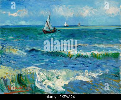 Vincent van Gogh, Seacape vicino a Les Saintes-Maries-de-la-Mer, pittura di paesaggio in olio su tela, 1888 Foto Stock