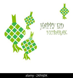 EID mubarak sfondo con ketupat per celebrare eid ul fitr o eid ul adha - Vector Illustration Illustrazione Vettoriale