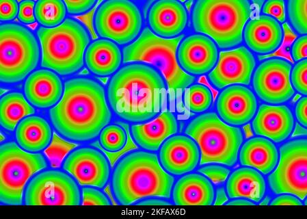 Illustrazione di un pattern senza giunture con vivaci cerchi caotici multicolore Foto Stock