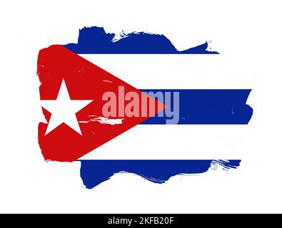 Bandiera di cuba dipinta con effetto pennello su sfondo bianco Foto Stock