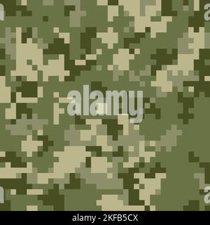 Texture militare senza cuciture pixel. Mimetizzazione Ucraina MM 14. Disegno astratto di mascheratura per esercito o caccia. Illustrazione dell'ornamento vettoriale Illustrazione Vettoriale