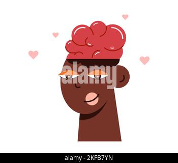 Equilibrio del cuore del cervello. Testa afro-americana. Illustrazione Vettoriale