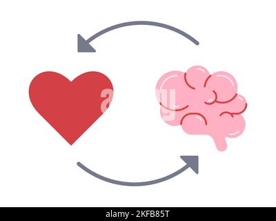 Equilibrio del cuore del cervello. Illustrazione semplice del vettore piatto. Illustrazione Vettoriale