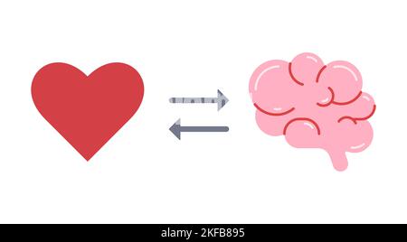 Equilibrio del cuore del cervello. Illustrazione semplice del vettore piatto. Illustrazione Vettoriale
