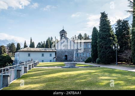 Piona, Italia - 03-02-2021: La bella Abbazia di Piona Foto Stock