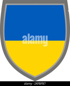 Scudo con i colori della bandiera Ucraina, icona scudo ucraino ritagliato Illustrazione Vettoriale