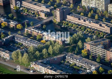 Tipiche case olandesi: Foto aerea di nuove case vicino ad Amsterdam Foto Stock