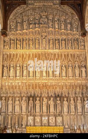 Luglio 28 2019 Oxford UK Chapel nel New College Oxford con Moses con horns.jpg Foto Stock