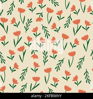 Vettore di pattern Tulip. Sfondo floreale. Illustrazione vettoriale Illustrazione Vettoriale