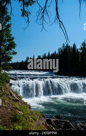 Cascate Cave lungo il fiume Fall nella parte SW del Parco Nazionale di Yellowstone, Wyoming, USA. Foto Stock