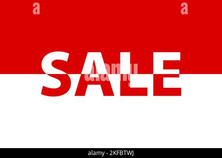 Vendita. Banner, poster, logo di colore rosso su sfondo bianco. Le parole scritte sulla scheda. Font grafico, testo colorato. Lettere colorate. Lettere. Il caos Foto Stock