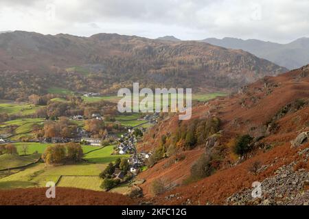 Chapel Stile è un villaggio della Cumbria nella valle di Langdale Foto Stock