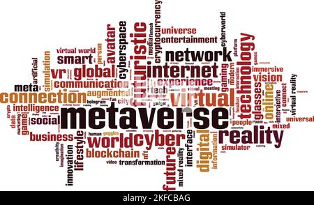 Concetto di metaverse word cloud. Collage fatto di parole sul metaverso. Illustrazione vettoriale Illustrazione Vettoriale