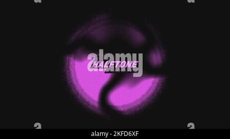 Vettore astratto strappato violetto mezzitoni sfera distorta. Elemento di trama punteggiato graffiato. Punto di glitch Illustrazione Vettoriale