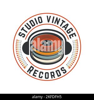 Logo Studio Vintage Record Illustrazione Vettoriale