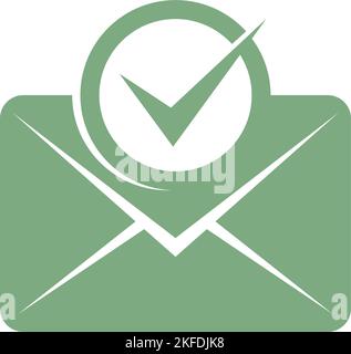 Immagine vettoriale verde di un'icona di posta elettronica ricevuta su sfondo bianco Illustrazione Vettoriale