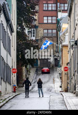 Una scena di strada a Quebec City Foto Stock