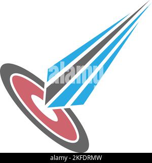 Logo di un'icona vettoriale modificabile di un bersaglio con una freccia grafica isolata su sfondo bianco Illustrazione Vettoriale
