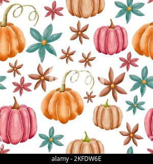 Zucche sul motivo bianco ripetitivo Foto Stock