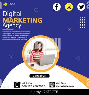 Business Corporate Social Media Post Template per Digital Marketing Agency Illustrazione Vettoriale