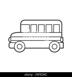 Illustrazione vettoriale di un bus scolastico. Stile icona con contorno nero. Libro da colorare per bambini Illustrazione Vettoriale