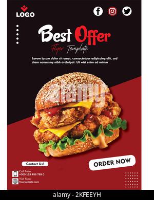 Business Flyer modello completamente modificabile per il ristorante Illustrazione Vettoriale