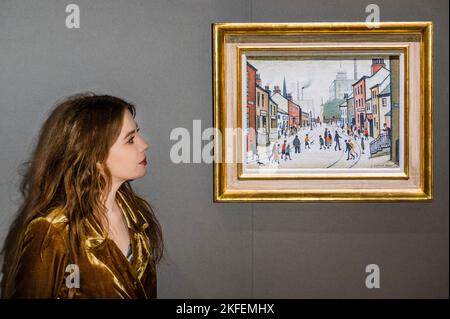 Londra, Regno Unito. 18th Nov 2022. Lowry, conduce la vendita di arte moderna britannica e irlandese di Bonhams a Londra il 22 novembre 2022. Il dipinto, che è stato nella stessa famiglia per quasi 50 anni, è stimato a £ 800.000-1.200.000. Credit: Guy Bell/Alamy Live News Foto Stock