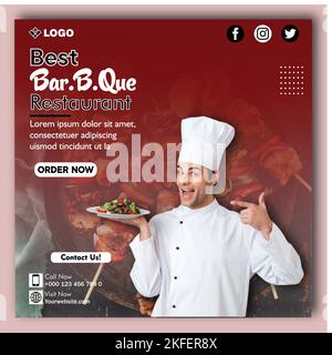 Business Corporate Social Media Post Template per il ristorante Illustrazione Vettoriale