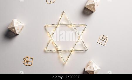 Hanukkah Stella ebraica sfondo. Hanukkah celebrazione Foto Stock