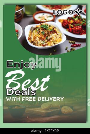 Modello di volantino aziendale per ristoranti Illustrazione Vettoriale