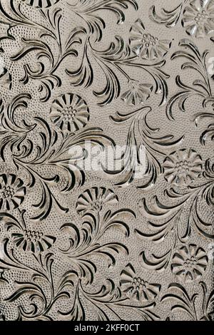 Antico vetro inciso, dettaglio finestra a Teresopolis, Rio de Janeiro, Brasile Foto Stock