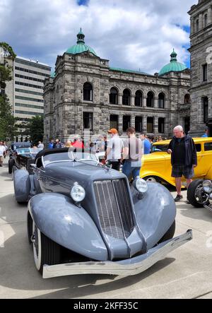 Le auto classiche si esibire a Victoria, BC, Canada Foto Stock