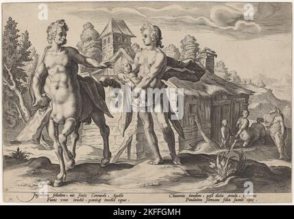 Apollo affidando Chirone all'Educazione di Asclepio, 1589. Foto Stock