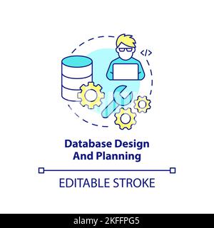 Icona del concetto di progettazione e pianificazione del database Illustrazione Vettoriale