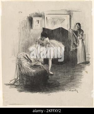 Ballerina Tying Her Slipper, c.. 1891. Foto Stock
