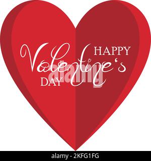 Buon giorno di San Valentino con lettere vettoriali a cuore rosso. Parte posteriore bianca. Tipografia ornamento scritto per sfondo, poster, invito, biglietti d'auguri. Illustrazione Vettoriale