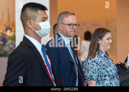 Bangkok, Thailandia. 18th Nov 2022. Il primo Ministro australiano Anthony Albanese entra nel dialogo dei leader dell'APEC al Centro Nazionale Congressi Queen Sirikit di Bangkok. Credit: SOPA Images Limited/Alamy Live News Foto Stock