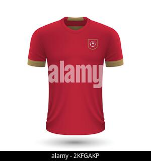 Maglia da calcio serba realistica, modello in maglia per divisa da calcio Illustrazione Vettoriale