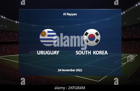 Uruguay vs Corea del Sud. Football tabellone segnapunti grafico calcio Illustrazione Vettoriale